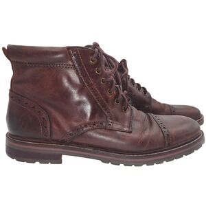 Mens Brown Leather Cap Toe Florsheim Brogue Lace Up Boots 11874-215 - Size 9 D